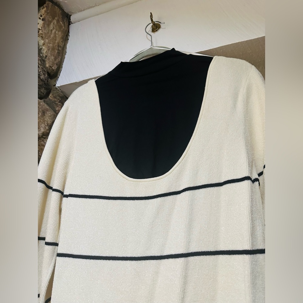 H&M edition lux Cream and Black Striped Sweater. Very heavy. Size XL. - Picture 5 of 11